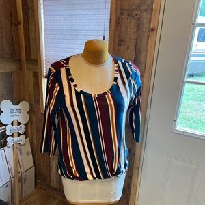 LADIES WOMENS SIZLE MED BRAND NATE STRIPPED TOP SHIRT